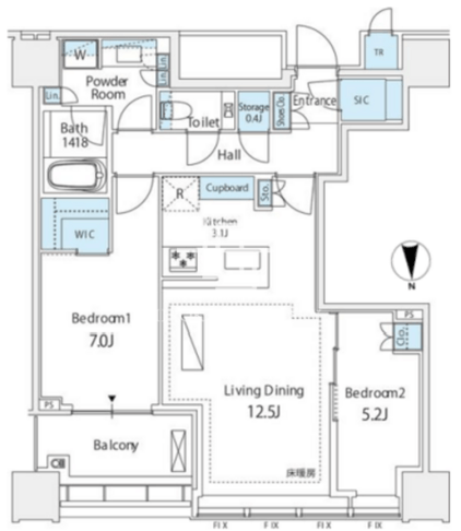 白金ザスカイ 2220 間取り図
