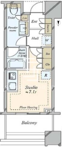 白金ザスカイ 5階24.04㎡ 間取り図