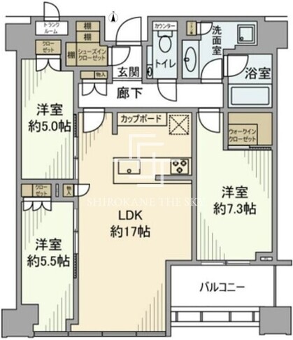 白金ザスカイ 41階81.22㎡ 間取り図