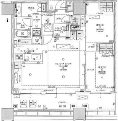 白金ザスカイ 30階73.69㎡ 間取り図